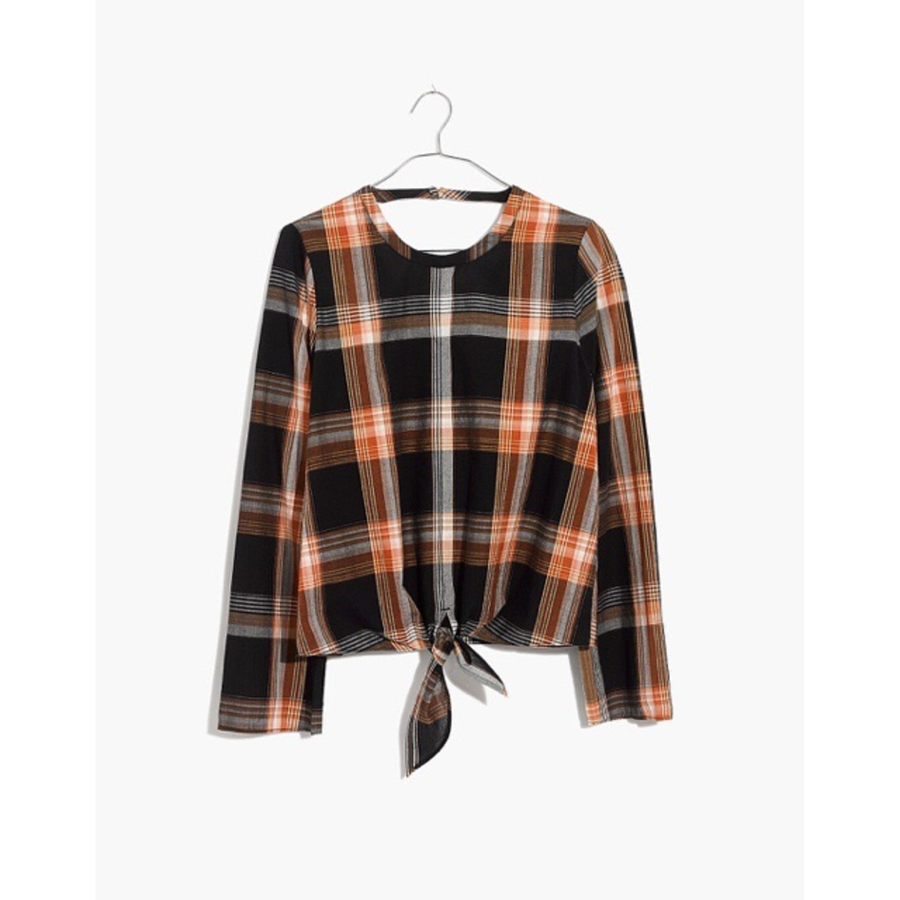 Madewell Plaid Keyhole Top